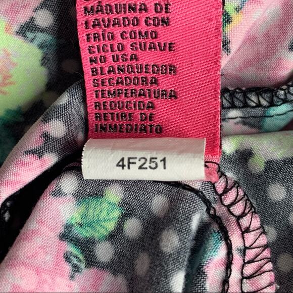 Betsey Johnson Blouse Size M Polka Dot Floral Print Long Sleeve - Picture 11 of 11